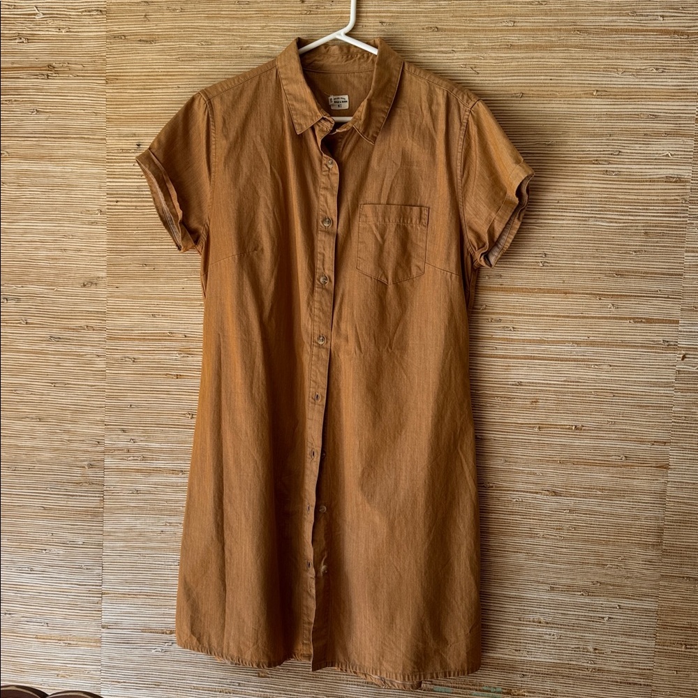 Bridge & Burn The Loren Shirt Dress Tan Large Bamboo
